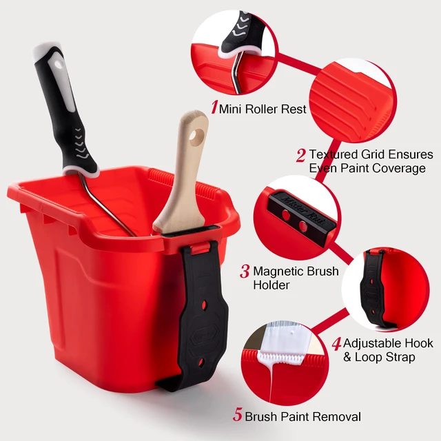 Alt view image 4 of 7 - Paint Roller 4 Inch, 14 Pack Small Paint Brush and Roller Kit 0.5 QT Paint Bucket Liner with Lid, Household Mini Rollers for Painting & DIY