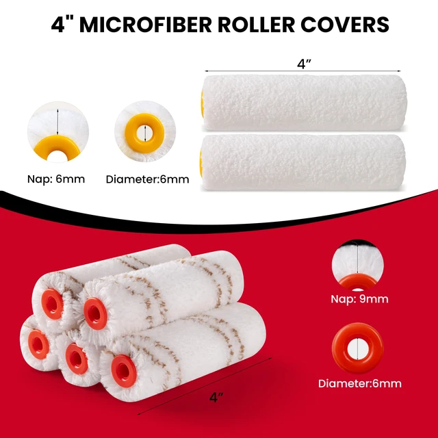 Alt view image 2 of 7 - Paint Roller 4 Inch, 14 Pack Small Paint Brush and Roller Kit 0.5 QT Paint Bucket Liner with Lid, Household Mini Rollers for Painting & DIY