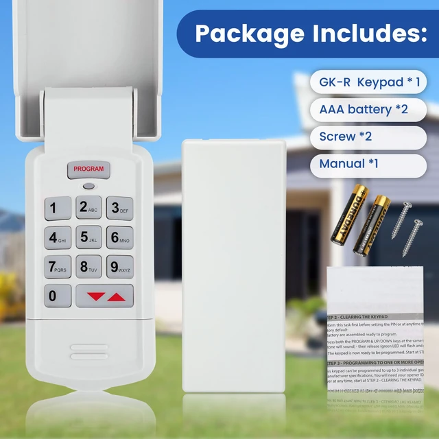 Alt view image 2 of 7 - 1 for Genie Garage Door Opener Keypad, Compatible with Genie Garage Door Openers, for Model GK-R 37332R GK-BX GWKP, GWK-IC, ACSDG, ACSDA1, ACSD1G