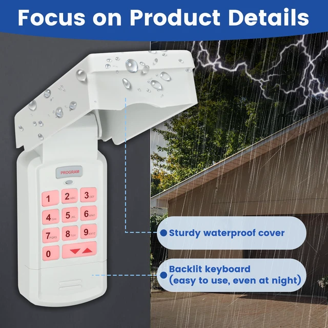 Alt view image 4 of 7 - 1 for Genie Garage Door Opener Keypad, Compatible with Genie Garage Door Openers, for Model GK-R 37332R GK-BX GWKP, GWK-IC, ACSDG, ACSDA1, ACSD1G
