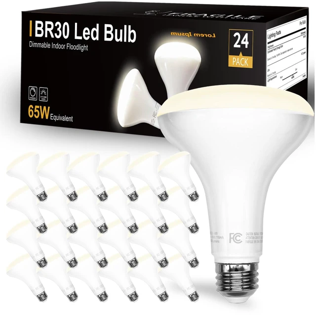 Main image of 24Pack BR30 LED Bulb Indoor Flood Light Bulbs, 65W Equivalent Dimmable LED Bulbs, 4000K Neutral White, 850 Lumens E26 Base, Recessed Can Bulb for Living Room Bedroom Dining Room Bathroom