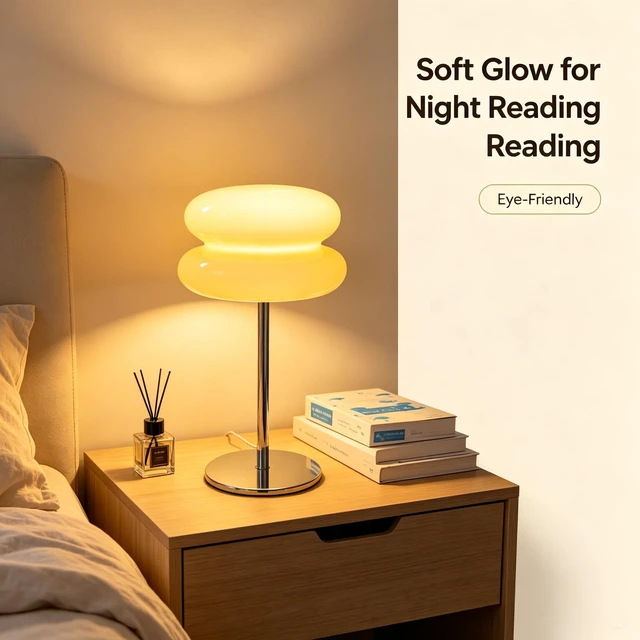 Alt view image 3 of 7 - Mushroom lamp, Bedroom Medieval Modern Bedside Table lamp for Night Stands, Vintage dimmable Small Lamps, Cute Cool Desk Lamps Home Room Aesthetic Decor for Living Room(Cream)