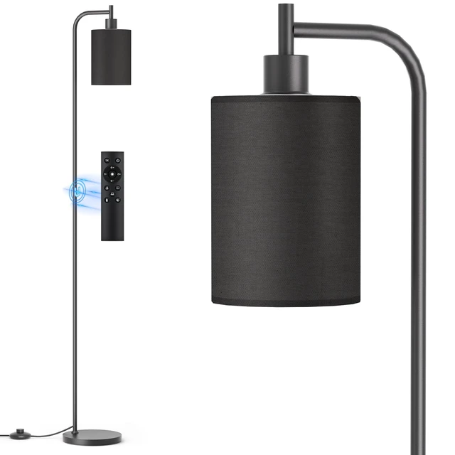 Main image of Floor Lamp with Linen Shade, Dimmable Tall Standing Lamp with Remote Control & 3 Color Temperatures, Modern Floor Lamps for Living Room Bedroom Office Corner, 9W LED Bulb Included