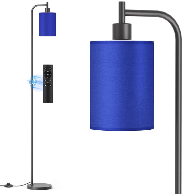 Main image of Floor Lamp with Linen Shade, Dimmable Tall Standing Lamp with Remote Control & 3 Color Temperatures, Modern Floor Lamps for Living Room Bedroom Office Corner, 9W LED Bulb Included
