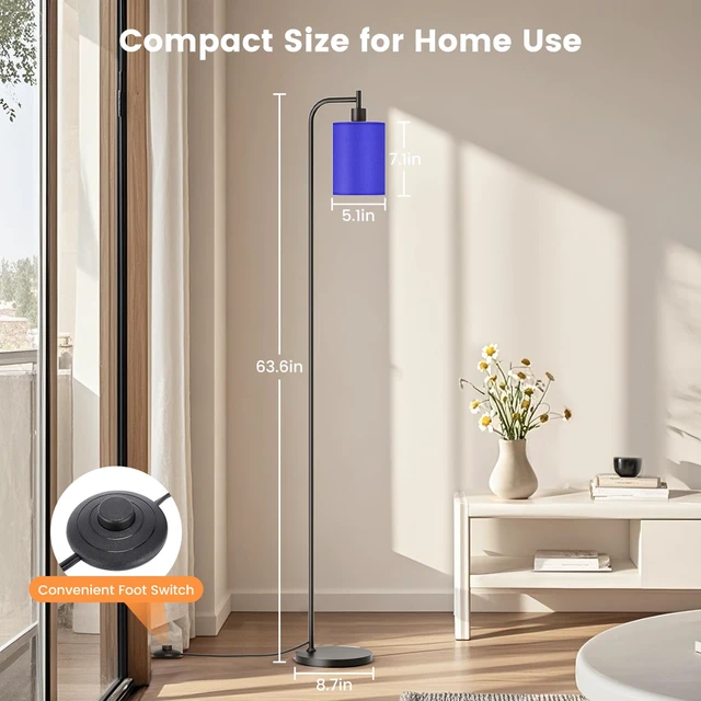 Alt view image 6 of 7 - Floor Lamp with Linen Shade, Dimmable Tall Standing Lamp with Remote Control & 3 Color Temperatures, Modern Floor Lamps for Living Room Bedroom Office Corner, 9W LED Bulb Included