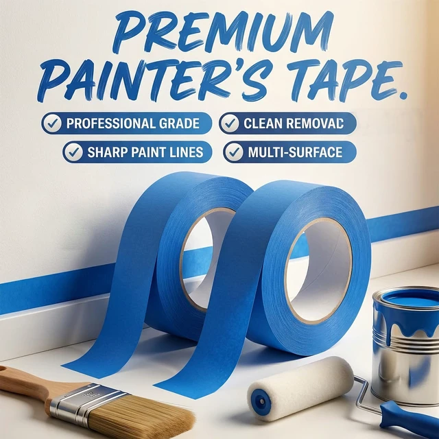 Alt view image 2 of 7 - Blue Painters Tape 1.41 Inch Wide, 6 Rolls Masking Tape 1.41 in x 55 Yards, Multi-Surface Painting Tape with Clean Removal, No Residue, Easy Tear Paint Tape for Walls, DIY & Home Improvement