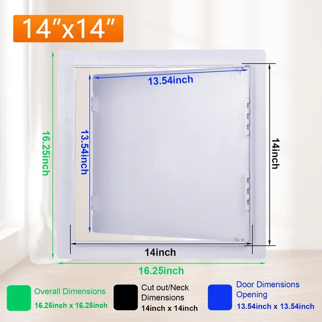 Alt view image 2 of 7 - Plastic Access Panel for Drywall & Ceiling 14 x 14 Inch Plumbing Access Door with Reinforced Durable Construction, Removable Hinged Door, Smooth White Finish