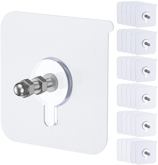 Main image of 30 Pcs Self Adhesive Picture Hooks, 26.5 lbs Load No Drill Screw Stickers Heavy Duty Picture Hangers Without Nails, 16 mm No Nails Wall Hooks for Hanging, Sticky Hook for Bathroom Kitchen
