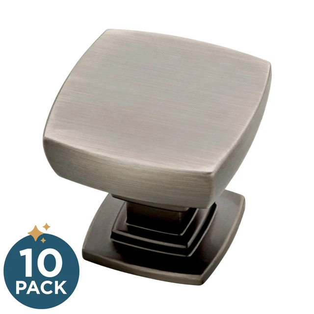 Alt view image 2 of 7 - (10-Pack) Heirloom Silver Cabinet Knobs for Dressers, Drawers, Kitchen Cabinet Door, Vanity, Furniture, Closet Knobs, 1-1/8 Inch Square | Webber