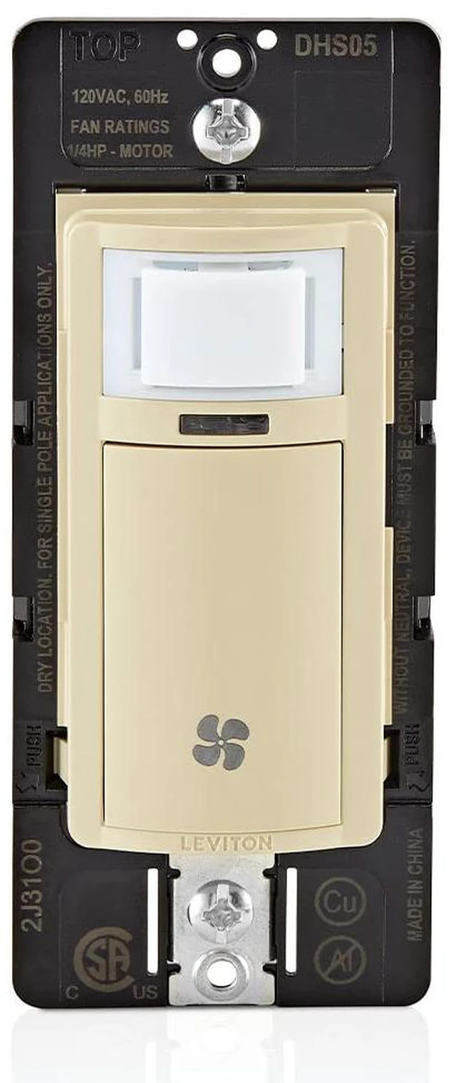 Main image of Humidity Sensor Switch for Bathroom Exhaust Fan, Automate Ventilation, Air Circulation, Moisture Control, ¼ HP, Single Pole, DHS05-1LI, Ivory