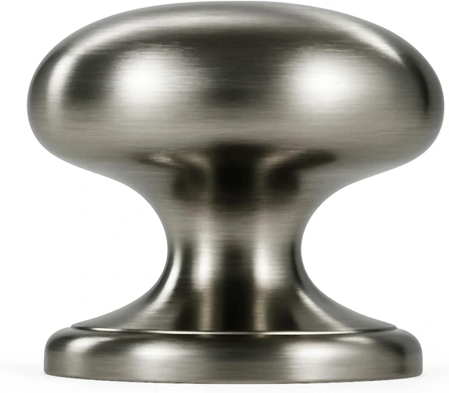 Main image of 8-Pack Brushed Satin Nickel 1.5" Bifold Closet Cabinet Knob Pull Large Wide Base Zinc Round Kitchen Cabinet Wardrobe Dresser Dummy Doorknobs, Furniture Laundry Sideboard Buffet Drawer Handle