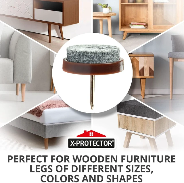 Alt view image 2 of 6 - Nail-on Felt Pads 40 PCS - 0.95" Felt Chair Pads Floor Protectors for Furniture Legs - Best Furniture Sliders for Hardwood Floors (24 mm)!