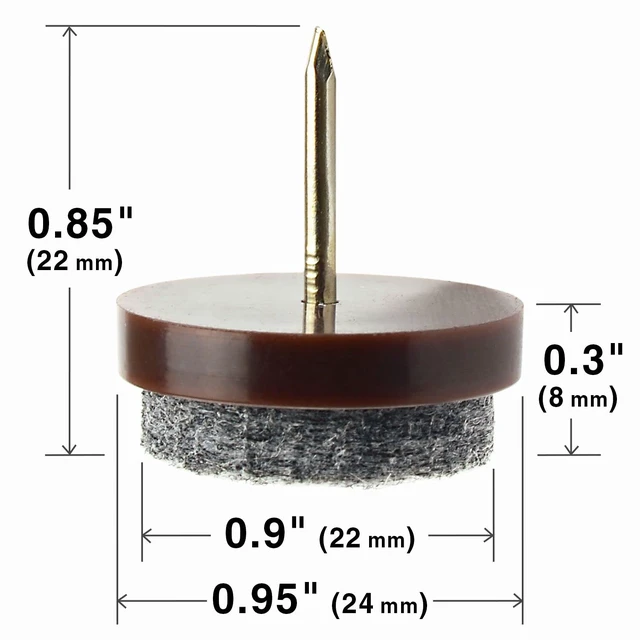 Alt view image 3 of 6 - Nail-on Felt Pads 40 PCS - 0.95" Felt Chair Pads Floor Protectors for Furniture Legs - Best Furniture Sliders for Hardwood Floors (24 mm)!