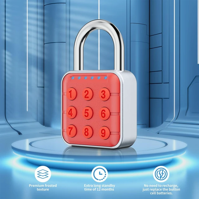 Alt view image 4 of 6 - Locker Lock, 6-Digit Keypad Combination Lock for Gym Lockers Digital Push-Button Padlock, LED Feedback & Zinc Alloy for School Lockers, Employee Lockers and Office Cabinets, 2.95 Inch
