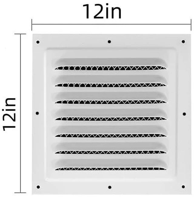 Alt view image 2 of 7 - 2pcs Attic Vent Soffit Vent Aluminum Wall Vent Metal Shed Vent Square Vent Louver Vent Grille with Built-in Insect Screen for Exterior Door House Attic Garage Ceiling (White 12" x 12"-2 Pack)