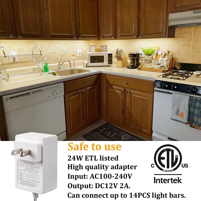 Alt view image 5 of 7 - Under Cabinet Lights Kit, 20inch 6PCS LED Strip Bars with RF Remote 4000K Natural White,24W Adapter,1500LM,Hidden Super Bright Daylight for Kitchen Cabinet,Under Desk,Counter Lighting