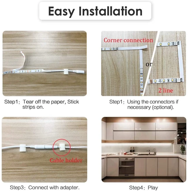 Alt view image 7 of 7 - Under Cabinet Lights Kit, 20inch 6PCS LED Strip Bars with RF Remote 4000K Natural White,24W Adapter,1500LM,Hidden Super Bright Daylight for Kitchen Cabinet,Under Desk,Counter Lighting