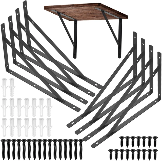 Main image of 8 Pcs Heavy Duty Shelf Brackets, Floating Metal Shelf Brackets, Metal Wall Mount L Shaped Shelves Support Angle Brackets for Heavy Duty Floating Shelves Shelf Brackets (11.81 inch x 7.48 inch)