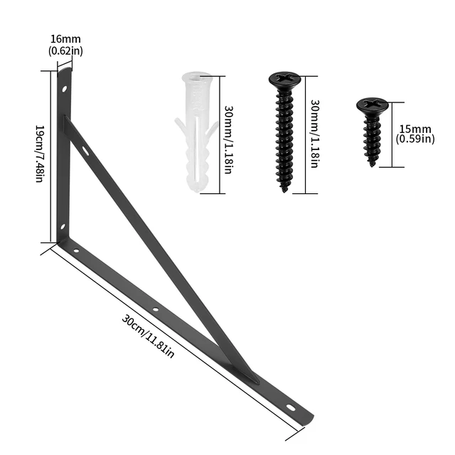 Alt view image 2 of 7 - 8 Pcs Heavy Duty Shelf Brackets, Floating Metal Shelf Brackets, Metal Wall Mount L Shaped Shelves Support Angle Brackets for Heavy Duty Floating Shelves Shelf Brackets (11.81 inch x 7.48 inch)