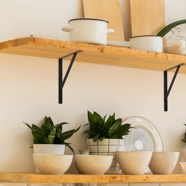 Alt view image 4 of 7 - 8 Pcs Heavy Duty Shelf Brackets, Floating Metal Shelf Brackets, Metal Wall Mount L Shaped Shelves Support Angle Brackets for Heavy Duty Floating Shelves Shelf Brackets (11.81 inch x 7.48 inch)