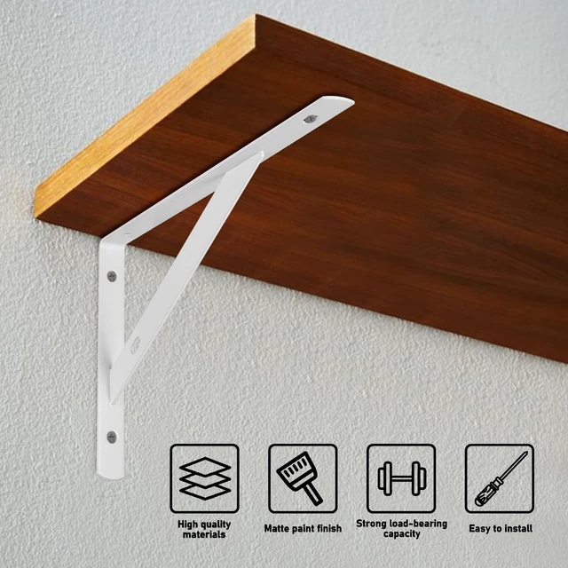 Alt view image 3 of 7 - 8 Pcs Heavy Duty Shelf Brackets, Floating Metal Shelf Brackets, White, 11.81 x 7.48 Inch, Wall Mount, Powder Coated Iron