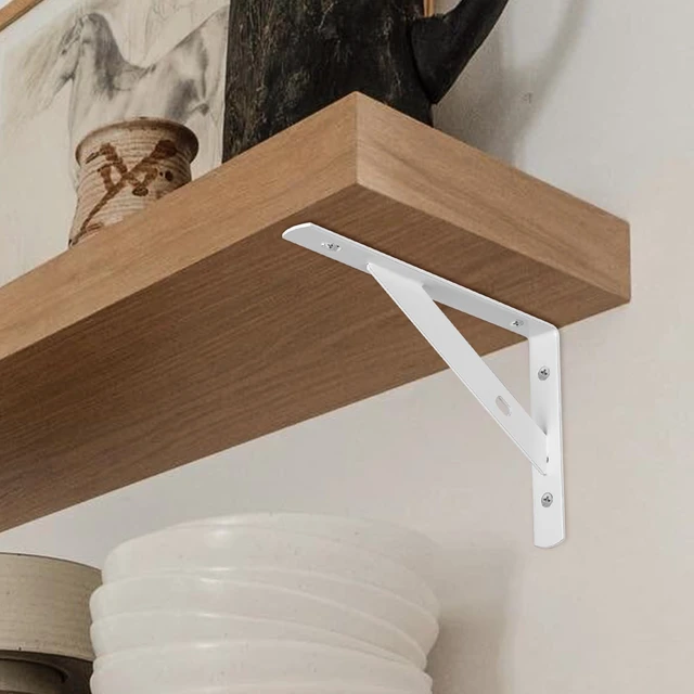 Alt view image 5 of 7 - 8 Pcs Heavy Duty Shelf Brackets, Floating Metal Shelf Brackets, White, 11.81 x 7.48 Inch, Wall Mount, Powder Coated Iron