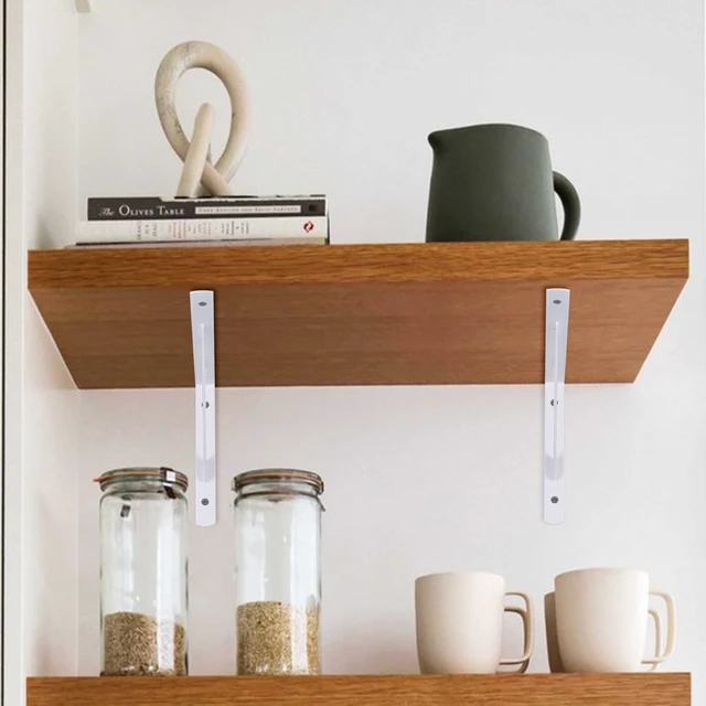 Alt view image 6 of 7 - 8 Pcs Heavy Duty Shelf Brackets, Floating Metal Shelf Brackets, White, 11.81 x 7.48 Inch, Wall Mount, Powder Coated Iron
