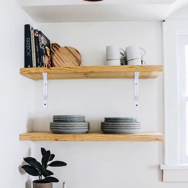 Alt view image 7 of 7 - 8 Pcs Heavy Duty Shelf Brackets, Floating Metal Shelf Brackets, White, 11.81 x 7.48 Inch, Wall Mount, Powder Coated Iron