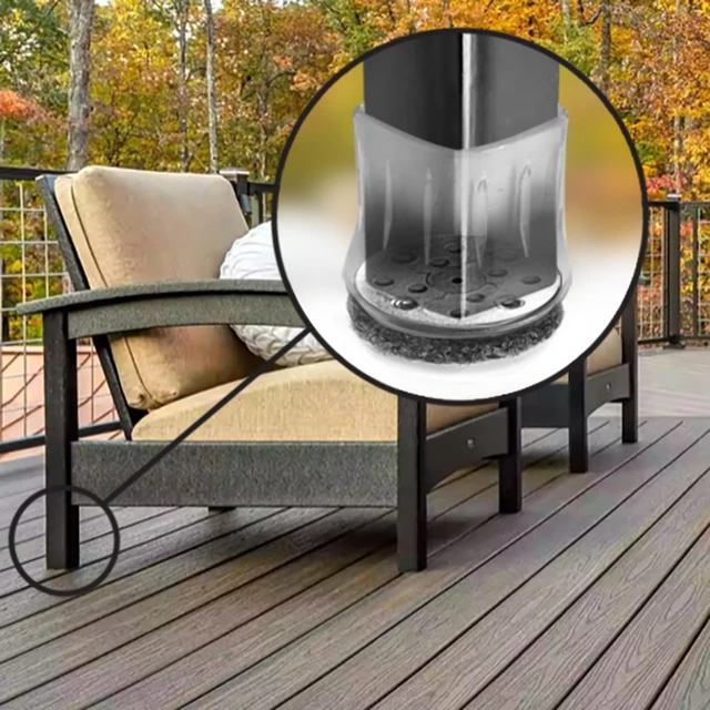 Alt view image 5 of 6 - GorillaOutdoor Berber Furniture Feet Pads with Clear Sleeve Sock (4 Pack) Outdoor Furniture Sliders for Round & Square Legs, XL