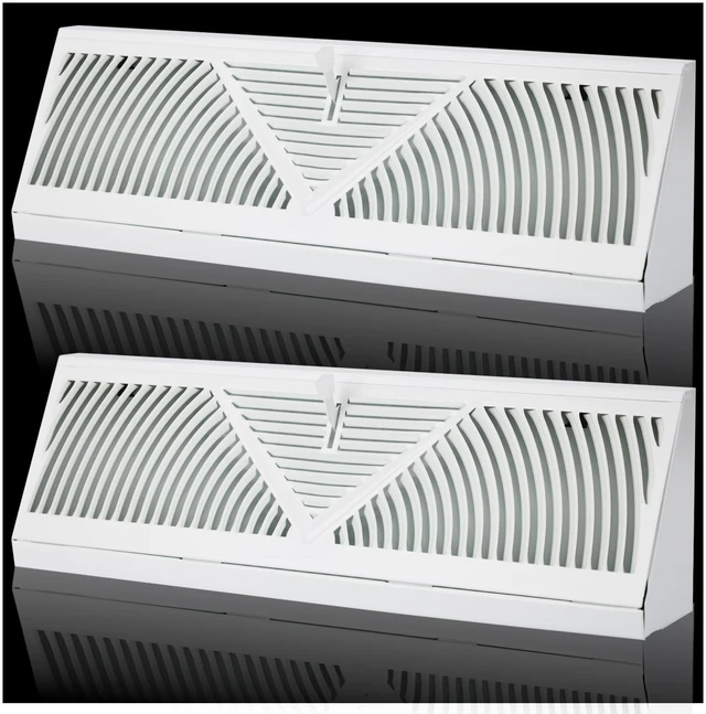 Main image of 2Pk 15 inch Baseboard Register Vent for 15"Duct,Baseboard Diffusers Vent Steel Baseboard Diffuser,3 Way Maximum Air Flow,Smooth Adjust Lever,Wall Corner Base-Board Air Covers,15"Wx4.5"H x 2.75"Deep