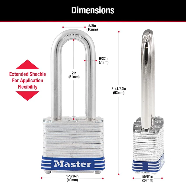 Alt view image 7 of 7 - 3DLH Outdoor Padlock with Key, 1 Pack