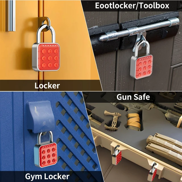 Alt view image 6 of 6 - Locker Lock, 6-Digit Keypad Combination Lock for Gym Lockers Digital Push-Button Padlock, LED Feedback & Zinc Alloy for School Lockers, Employee Lockers and Office Cabinets, 2.95 Inch