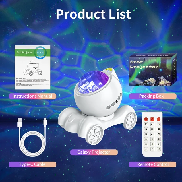 Alt view image 6 of 6 - Galaxy Projector Night Light, Star Bluetooth Speaker, Solid White 33 Dynamic Light Effects, 8 Soothing White Noises, Remote Timer, 360° Adjustable Projection Angle, Ideal Gift, Home Decor