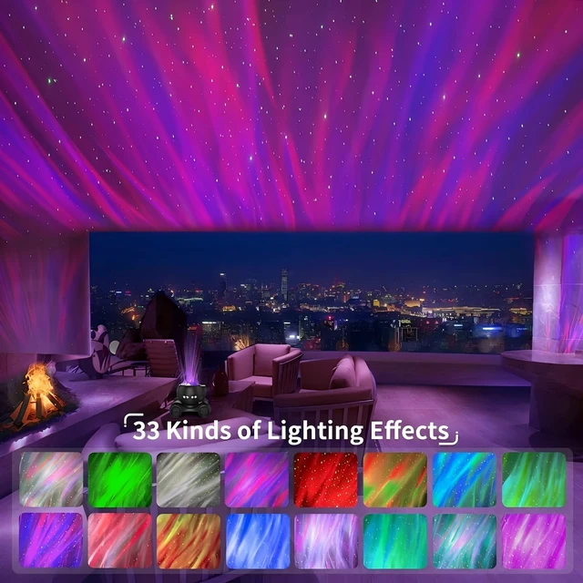 Alt view image 2 of 6 - Aurora Light Projector Northern Lights Bluetooth Speaker, Pure Black 33 Dynamic Light Effects, 8 Soothing White Noises, Remote Timer, 360° Adjustable Projection Angle, Ideal Gift, Home Decor