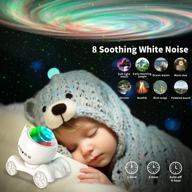 Alt view image 4 of 6 - Galaxy Projector, Star Aurora Night Light Bluetooth Speaker, White 33 Dynamic Light Effects, 8 Soothing White Noises, Remote Timer, 360° Adjustable Projection Angle, Ideal Gift, Home Decor