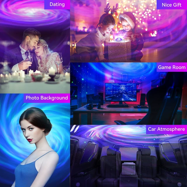 Alt view image 6 of 6 - Galaxy Projector, Star Aurora Night Light Bluetooth Speaker, White 33 Dynamic Light Effects, 8 Soothing White Noises, Remote Timer, 360° Adjustable Projection Angle, Ideal Gift, Home Decor