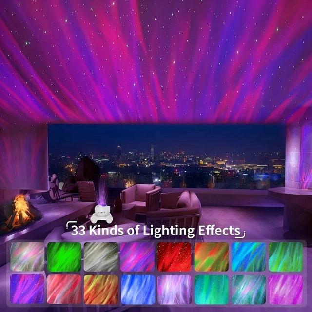 Alt view image 2 of 6 - Aurora Light Projector Northern Lights Bluetooth Speaker, Pure White 33 Dynamic Light Effects, 8 Soothing White Noises, Remote Timer, 360° Adjustable Projection Angle, Ideal Gift, Home Decor