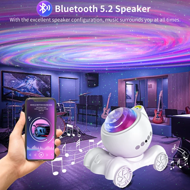 Alt view image 3 of 6 - Galaxy Projector, Star Aurora Night Light Bluetooth Speaker, White 33 Dynamic Light Effects, 8 Soothing White Noises, Remote Timer, 360° Adjustable Projection Angle, Ideal Gift, Home Decor