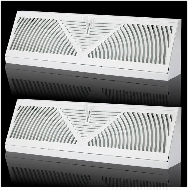 Main image of 2PK 18 inch Baseboard Register Vent for 18"Duct,Baseboard Vent Cover Steel Baseboard Diffuser,3 Way Maximum Air Flow,Smooth Adjust Lever,Wall Corner Base-Board Air Covers,18"Wx4.5"H x 2.75"Deep