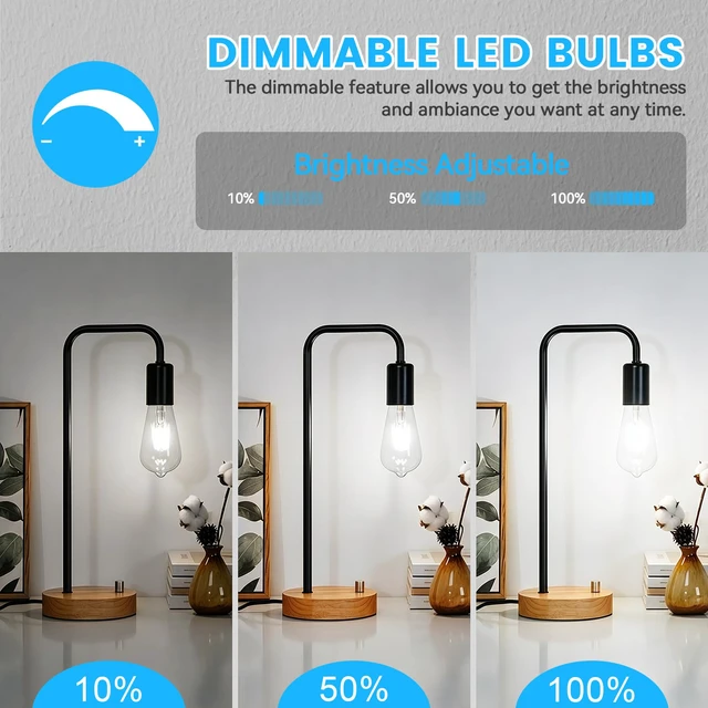 Alt view image 3 of 7 - 8 Pack Edison Light Bulbs 60W Equivalent, Dimmable Light Bulbs, 7W, 850LM Vintage E26 LED Bulb 5000K Daylight White, 90+CRI, ST58 Clear Glass Antique LED Filament Bulb for Porch