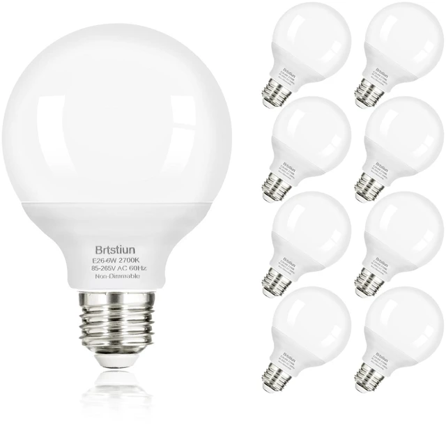 Main image of G25 LED Vanity Light Bulbs for Bathroom, Globe Bulb 40W Equivalent 2700K Warm White, E26 Base Round Bulb for Makeup Mirror, 6W LED Replaces 40W Bulb, 600LM, Non-Dimmable, 8 Pack