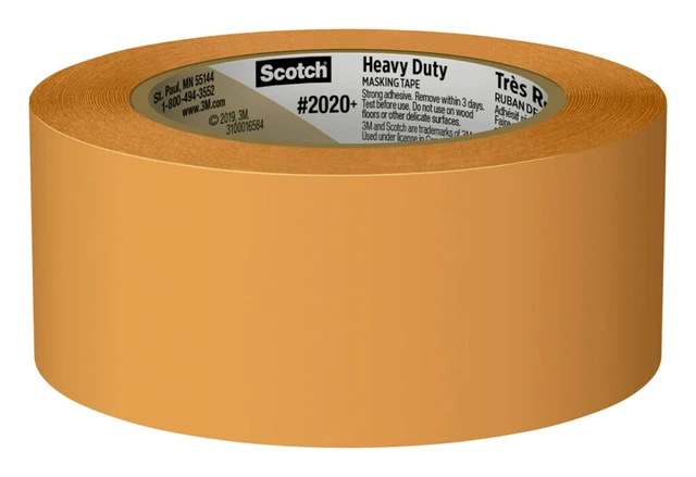 Alt view image 3 of 7 - Heavy Duty Painter's Tape, 3 Rolls, 1.88 in x 60.1 yd, for Use On Vinyl, Carpet, Metal, & Plastic, Indoor & Outdoor Masking Tape, Bonds Aggressively, 3-Day Clean Removal (2020+-48EP3)