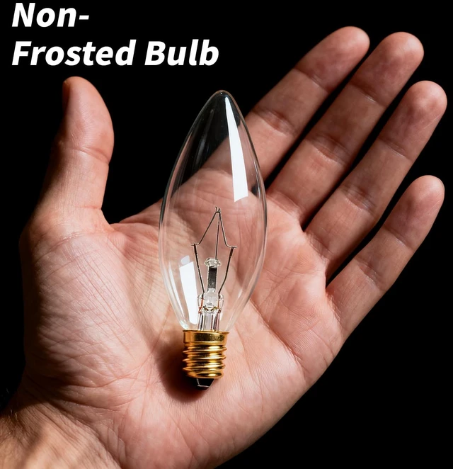 Alt view image 2 of 7 - 20-Pack E12 Candelabra Light Bulbs 60W, Dimmable Warm White 2700K Chandelier Light Bulbs for Ceiling Fan or Pendants, B10 Clear Candle Bulbs (Gold Base)