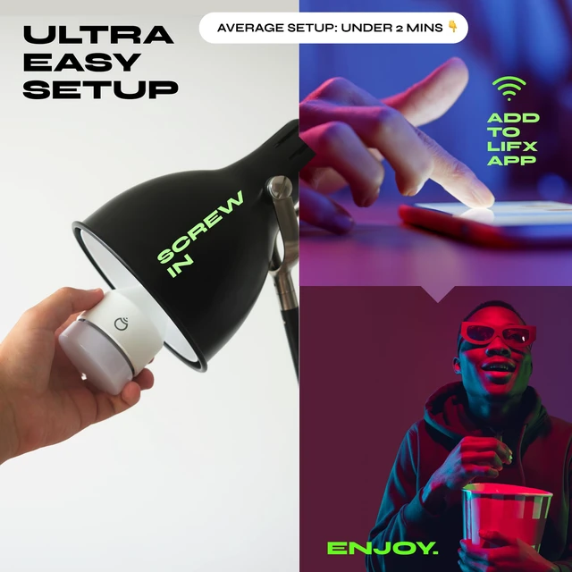 Alt view image 7 of 7 - Smart Light Bulbs A19, RGB Color Changing, Matter, 75W 1100LM, 2 Pack Compatible with Alexa, Apple Homekit, Google, WiFi 2.4GHz, Dimmable E26, tunable white 1500-9000K, for bedroom, mood lighting