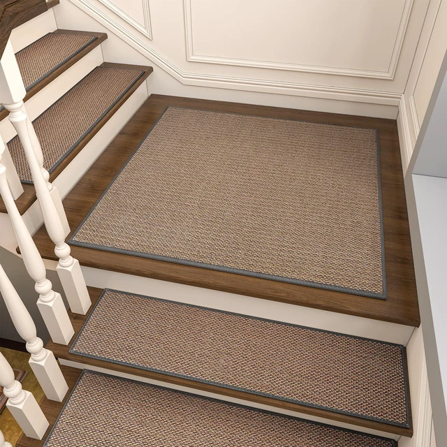 Main image of Non Slip Stair-Treads Matching-Mat for Wooden Steps Square Rubber Backing Non Slip Stair Landing Mat 30x30 inch Light Gray
