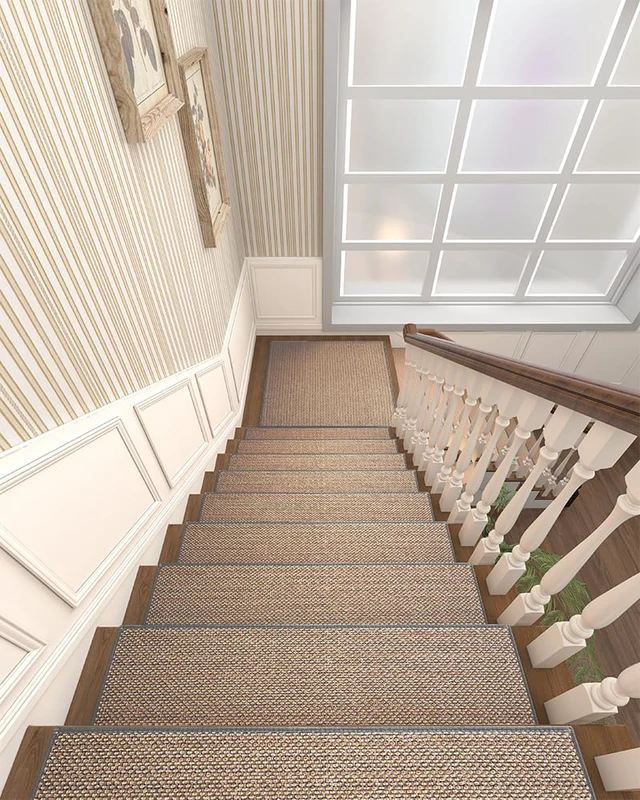 Alt view image 4 of 6 - Non Slip Stair-Treads Matching-Mat for Wooden Steps Square Rubber Backing Non Slip Stair Landing Mat 30x30 inch Light Gray