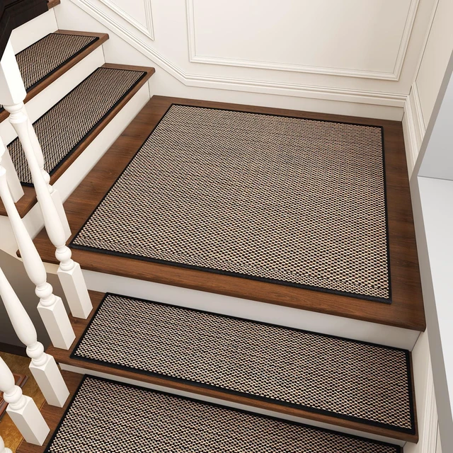 Main image of Non Slip Stair-Treads Matching-Mat for Wooden Steps Square Rubber Backing Non Slip Stair Landing Mat 30x30 inch Black