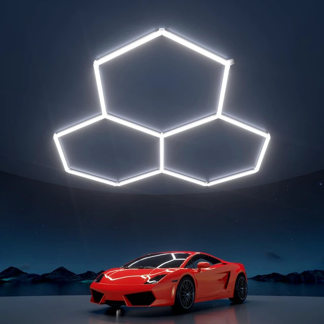 Main image of Hexagon Garage Lights 105W 12600LM, 6500K Ultra-Bright Hexagon LED Lights for Garage, 3 Grid Systems Honeycomb Hex Light for Workshop, Basement, Car Detailing, Gaming Room