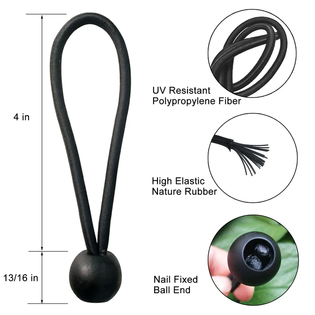 Alt view image 2 of 2 - Small Ball Bungee Cords 4 inch with 0.8 inch Balls, 50-Piece