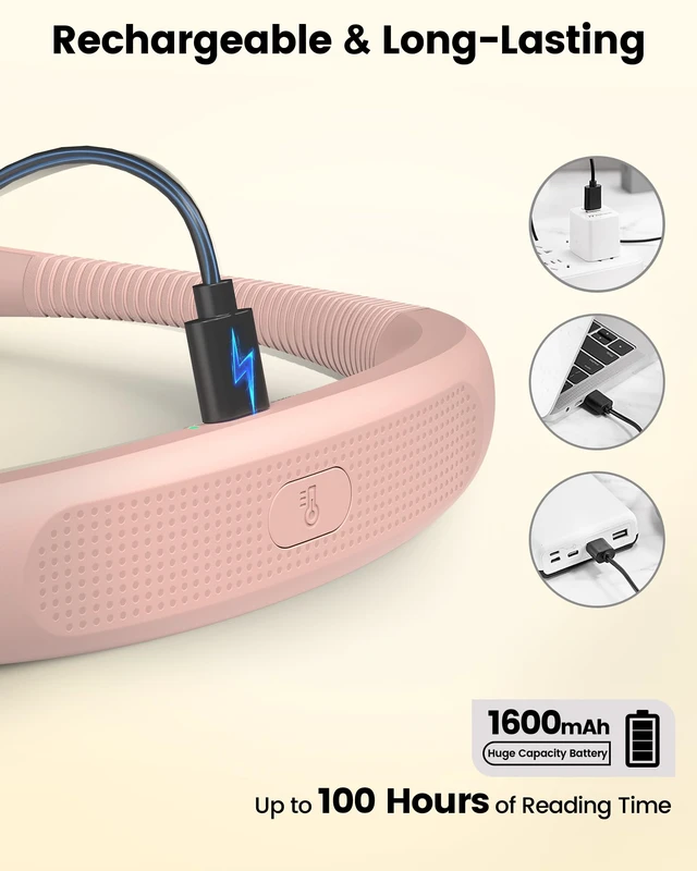 Alt view image 4 of 7 - Bendable Neck Light, 100 Hours Reading Light for Book Lover Gifts Hands-Free, Knitting, Crafting, Repairing, 5-Color, Stepless Dimming, Ergonomic, Rechargeable, Eye Care, Sleep Aid, Traveling